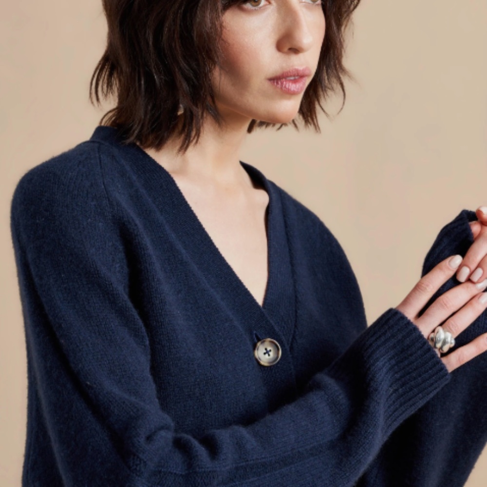 La Ligne Navy Cashmere Cardigan